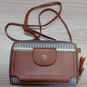 New Bl/Crm w/Med. Brown  Trim Phone Crossbody